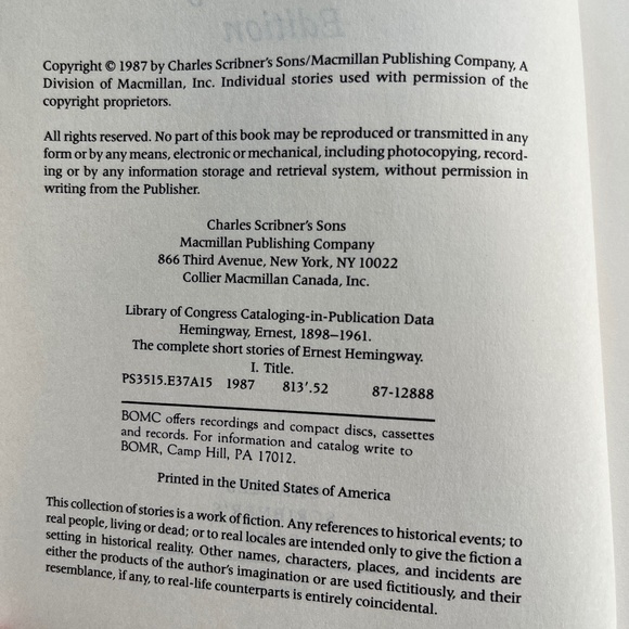 The Complete Short Stories of Ernest Hemingway, hard-cover, 1987 - Picture 6 of 14